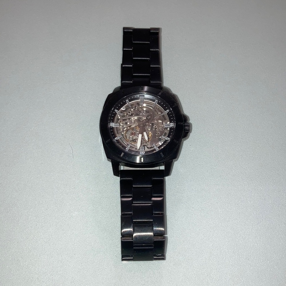 Men’s Fossil Skeleton Watch BQ2426 Black Metal Strap